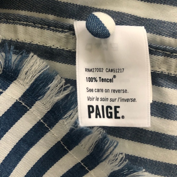 PAIGE Haidee Shift Drawstring Dress in White / Bluebell Stripe S - Picture 11 of 11